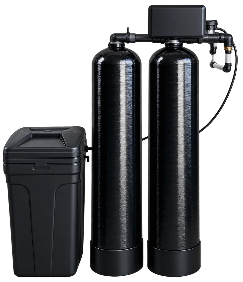 Two tank well water treatment system